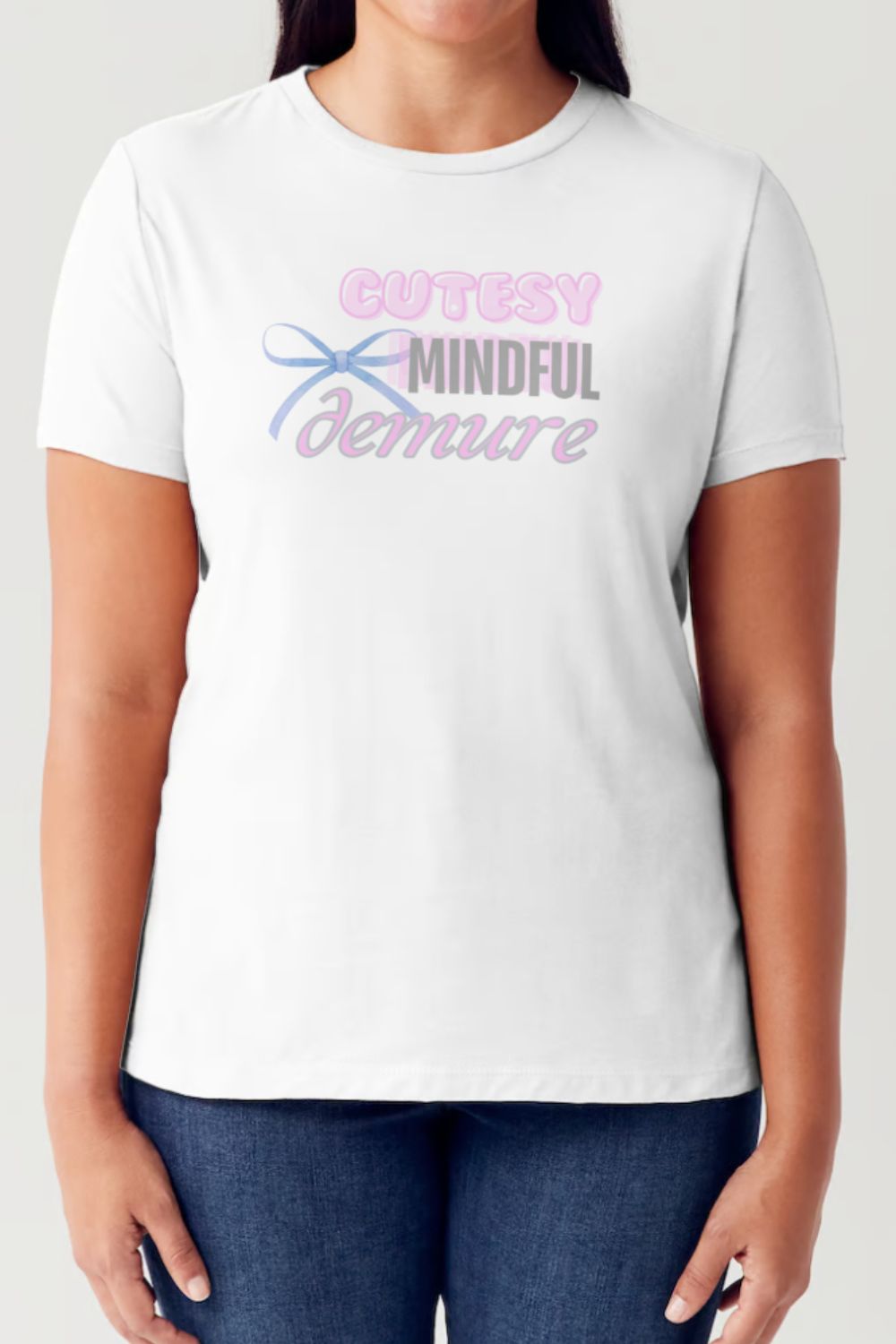 Simply Love Full Size CUTESY MINDFUL DEMURE Short Sleeve Tubular T-Shirt