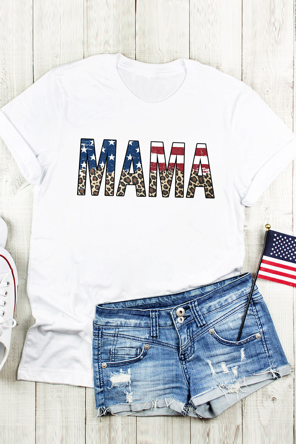 MAMA Round Neck Short Sleeve T-Shirt